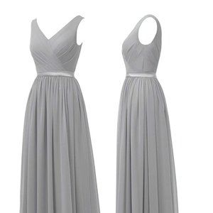 Alicepub V-Neck Chiffon Evening Gown - Size 14